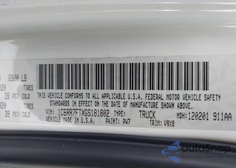 2016 Ram 1500 Express from USA, damaged, VIN 1C6RR7FTXGS181802